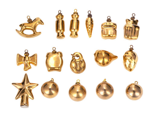 Подсвечник Новогодняя Ель (бисквит) с росписью игрушек золотом