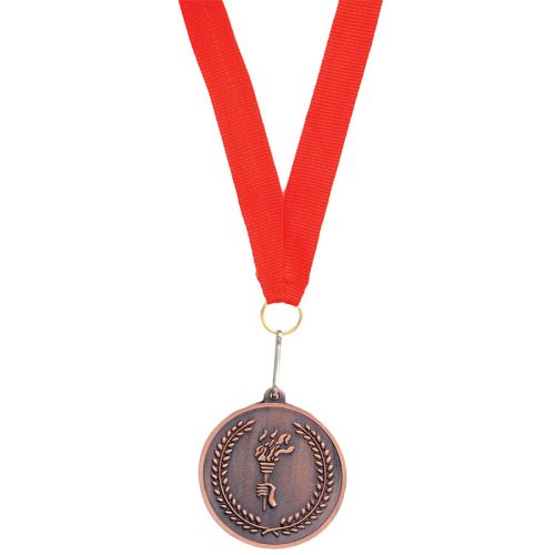 Медаль наградная на ленте  "Бронза" (красный, коричневый)
