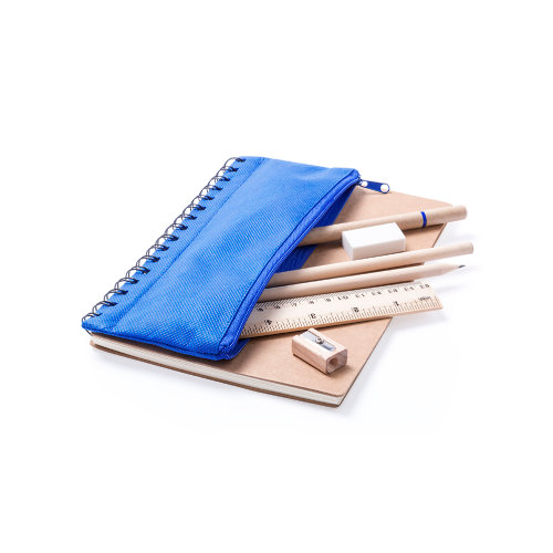 Блокнот "Full kit" с пеналом и канцелярскими принадлежностями, синий