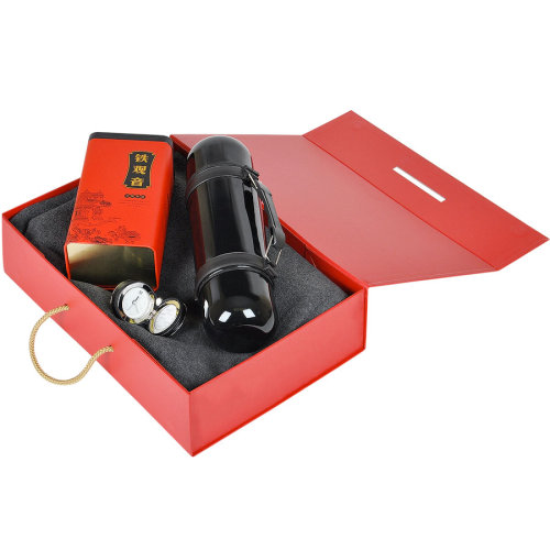 Коробка складная подарочная, 37x25x10cm, кашированный картон, красный (красный)