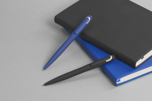 Ручка шариковая "Saturn" покрытие soft touch, темно-синий с серебристым