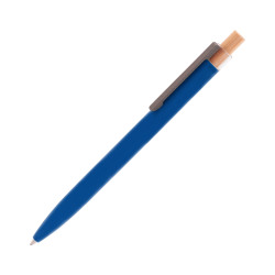 Ручка шариковая "Matt" из переработанного алюминия и пластика, с кнопкой из бамбука, синий