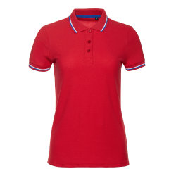 Рубашка поло женская триколор STAN хлопок/полиэстер 185, 04WRUS, красный