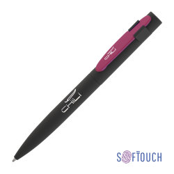 Ручка шариковая "Lip", покрытие soft touch, черный с фуксией