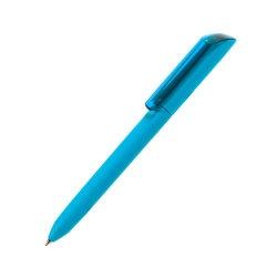 Ручка шариковая FLOW PURE c покрытием soft touch и прозрачным клипом (бирюзовый)