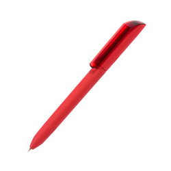Ручка шариковая FLOW PURE c покрытием soft touch и прозрачным клипом (красный)